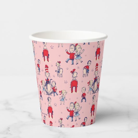 Kat in het Pet | Met een Kinder achtergrond Papieren Bekers (Voorkant)