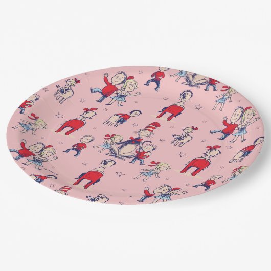 Kat in het Pet | Met een Kinder achtergrond Papieren Bordje (Gekanteld)