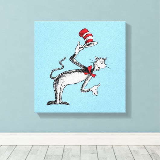 Kat in het Pet neemt een boog Canvas Afdruk (Insitu (Houten vloer))