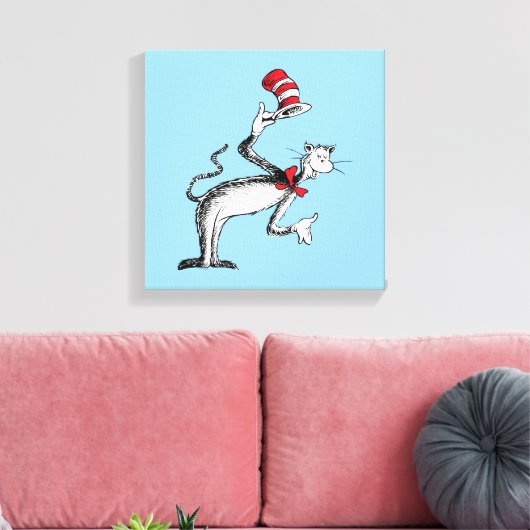 Kat in het Pet neemt een boog Canvas Afdruk (Insitu (Woonkamer))