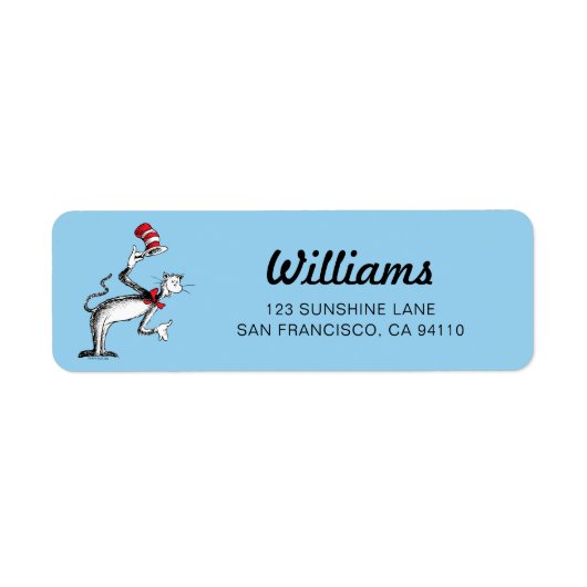 Kat in het Pet neemt een boog Etiket (Voorkant)