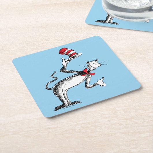 Kat in het Pet neemt een boog Kartonnen Onderzetters (Schuin)