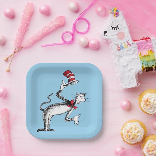 Kat in het Pet neemt een boog Papieren Bordje (Feest)