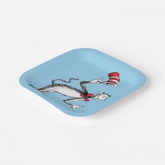 Kat in het Pet neemt een boog Papieren Bordje (Gebogen)