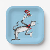 Kat in het Pet neemt een boog Papieren Bordje (Voorkant)