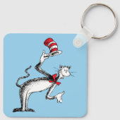 Kat in het Pet neemt een boog Sleutelhanger (Achterkant)