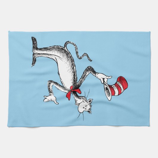 Kat in het Pet neemt een boog Theedoek (Horizontaal)