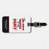 Kat in het Pet | Rood en wit gestreepte tekst Bagagelabel (Voorkant horizontaal)