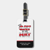 Kat in het Pet | Rood en wit gestreepte tekst Bagagelabel (Voorkant verticaal)