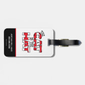 Kat in het Pet | Rood en wit gestreepte tekst Bagagelabel (Achterkant horizontaal)