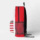 Kat in het Pet | Rood en wit gestreepte tekst Bedrukte Rugzak (Rechts)