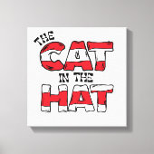 Kat in het Pet | Rood en wit gestreepte tekst Canvas Afdruk (Voorkant)