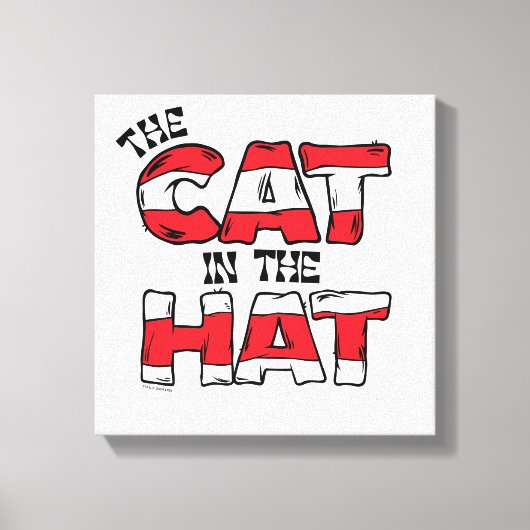 Kat in het Pet | Rood en wit gestreepte tekst Canvas Afdruk (Voorkant)