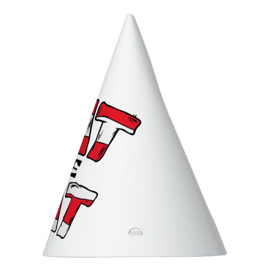 Kat in het Pet | Rood en wit gestreepte tekst Feesthoedjes (Rechts)