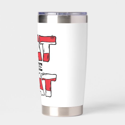 Kat in het Pet | Rood en wit gestreepte tekst Geïsoleerde Drinkbeker (Achterkant)