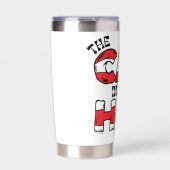 Kat in het Pet | Rood en wit gestreepte tekst Geïsoleerde Drinkbeker (Voorkant)