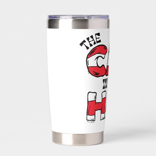 Kat in het Pet | Rood en wit gestreepte tekst Geïsoleerde Drinkbeker (Voorkant)