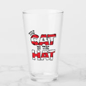 Kat in het Pet | Rood en wit gestreepte tekst Glas (Voorkant)