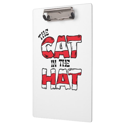 Kat in het Pet | Rood en wit gestreepte tekst Klembord (Links)