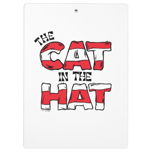 Kat in het Pet | Rood en wit gestreepte tekst Klembord (Achterkant)