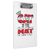 Kat in het Pet | Rood en wit gestreepte tekst Klembord (Rechts)