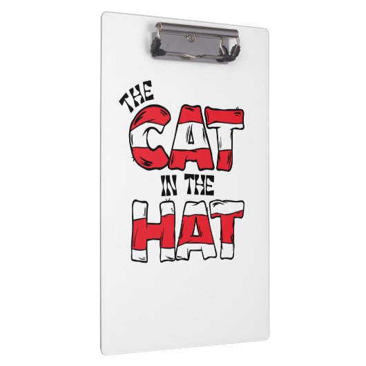 Kat in het Pet | Rood en wit gestreepte tekst Klembord (Rechts)