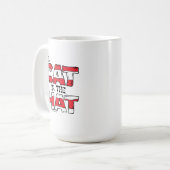 Kat in het Pet | Rood en wit gestreepte tekst Koffiemok (Voorkant links)