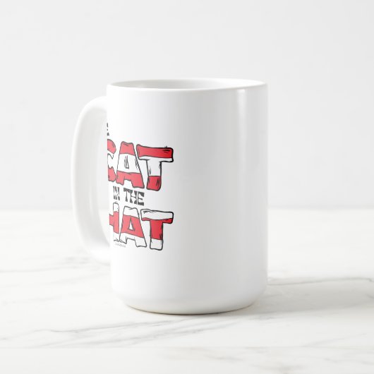 Kat in het Pet | Rood en wit gestreepte tekst Koffiemok (Voorkant links)