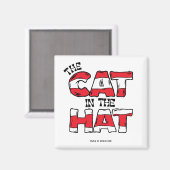 Kat in het Pet | Rood en wit gestreepte tekst Magneet (Voorkant / Achterkant)