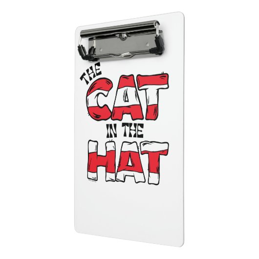 Kat in het Pet | Rood en wit gestreepte tekst Mini Klembord (Angled2)