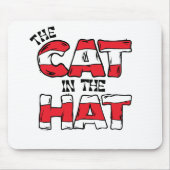 Kat in het Pet | Rood en wit gestreepte tekst Muismat (Voorkant)