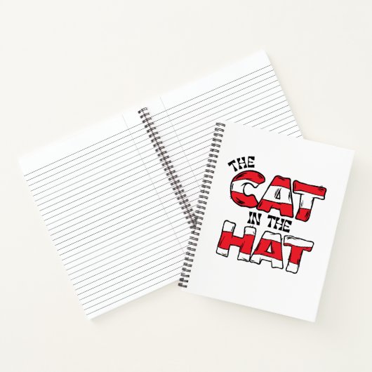 Kat in het Pet | Rood en wit gestreepte tekst Notitieboek (Binnen)