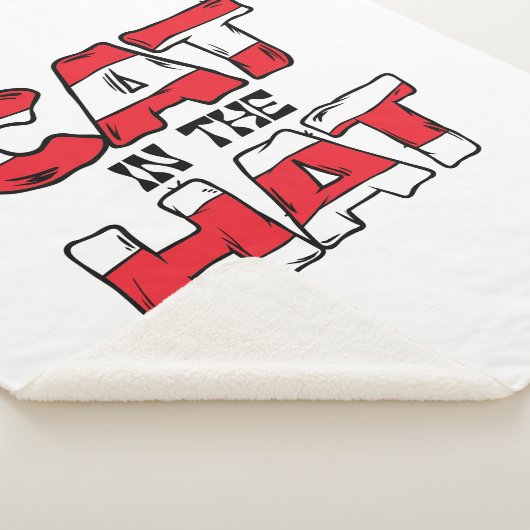 Kat in het Pet | Rood en wit gestreepte tekst Sherpa Deken (3/4)