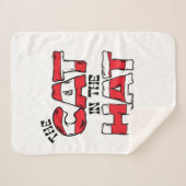 Kat in het Pet | Rood en wit gestreepte tekst Sherpa Deken (Voorkant (horizontaal))