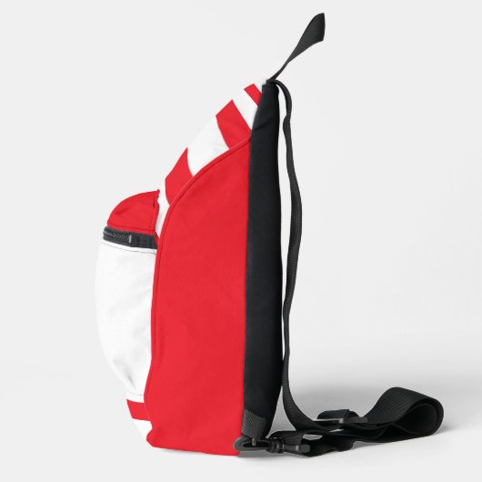 Kat in het Pet | Rood en wit gestreepte tekst Sling Bag (Rechts)