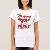 Kat in het Pet | Rood en wit gestreepte tekst T-shirt (Voorkant)