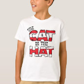 Kat in het Pet | Rood en wit gestreepte tekst T-shirt (Voorkant)