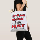 Kat in het Pet | Rood en wit gestreepte tekst Tote Bag (Dichtbij)
