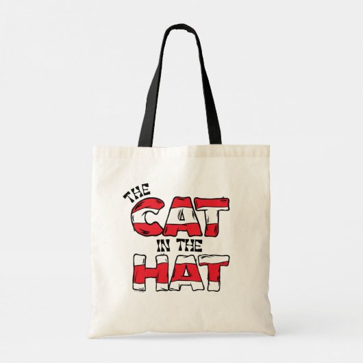 Kat in het Pet | Rood en wit gestreepte tekst Tote Bag (Achterkant)