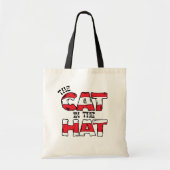 Kat in het Pet | Rood en wit gestreepte tekst Tote Bag (Voorkant)