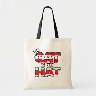 Kat in het Pet   Rood en wit gestreepte tekst Tote Bag