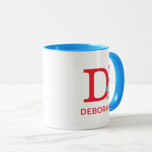 Kat in het Pet, Thing One Naam & Monogram D Mok (Voorkant rechts)