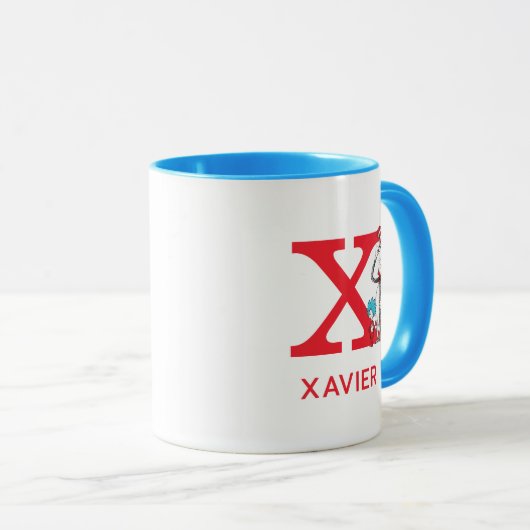 Kat in het Pet, Thing One Naam & Monogram X Mok (Voorkant rechts)