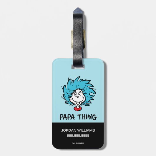 Kat in het Pet | Thing One Thing Two - Papa Thing Bagagelabel (Achterkant verticaal)