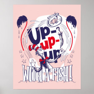 Kat in het Pet   Up-up met een vis Poster