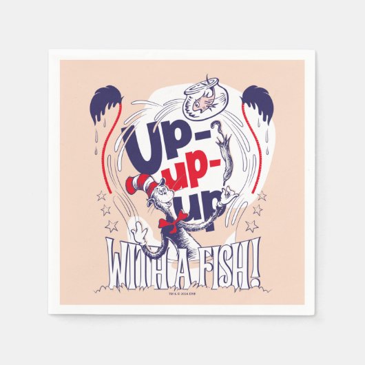 Kat in het Pet | Up-up met een vis Servet (Voorkant)