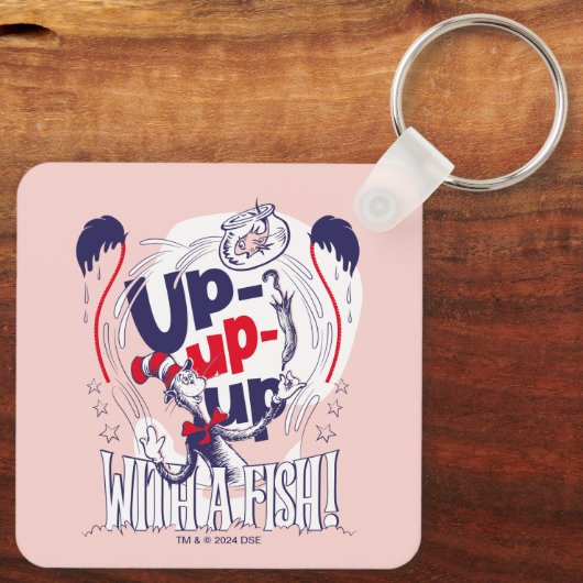 Kat in het Pet | Up-up met een vis Sleutelhanger (Achterkant)