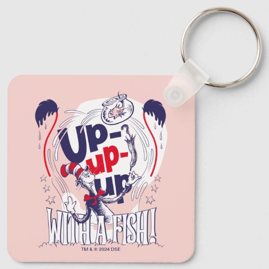 Kat in het Pet | Up-up met een vis Sleutelhanger (Achterkant)