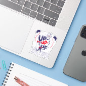 Kat in het Pet | Up-up met een vis Sticker (Laptop met iPhone)