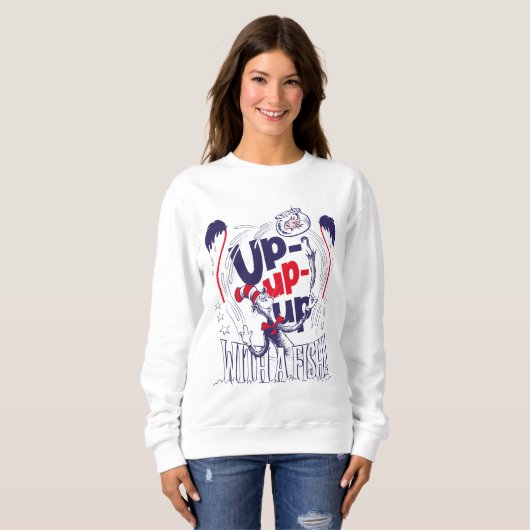 Kat in het Pet | Up-up met een vis Trui (Voorkant volledig)